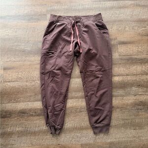 Figs Women's Pants in Brown with Pink Drawstring